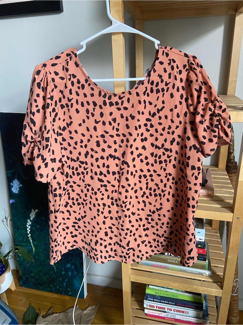Papermoon Peach Pink Leopard Print Short Sleeve Blouse